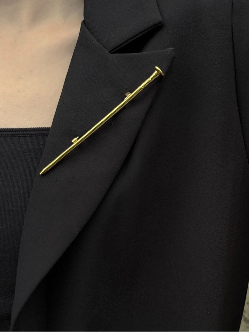 Anthropologie Gold Nail-Shape Brooch Pin